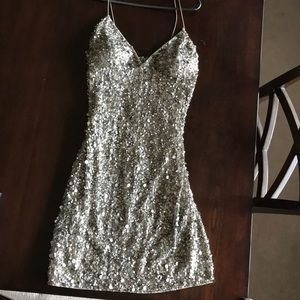 Adrianna Papell sparkly silver short dress size 10